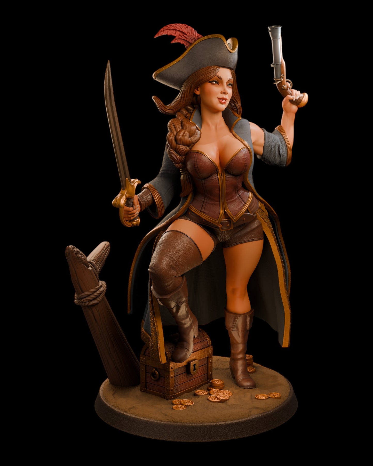 Pirate Captain Aria | 35mm / 75mm | Hold My Miniatures