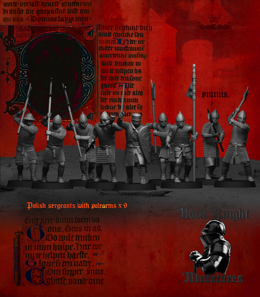 13th Century Polish Sergeants with Polearms | 28mm Scale | Black Knight Miniatures