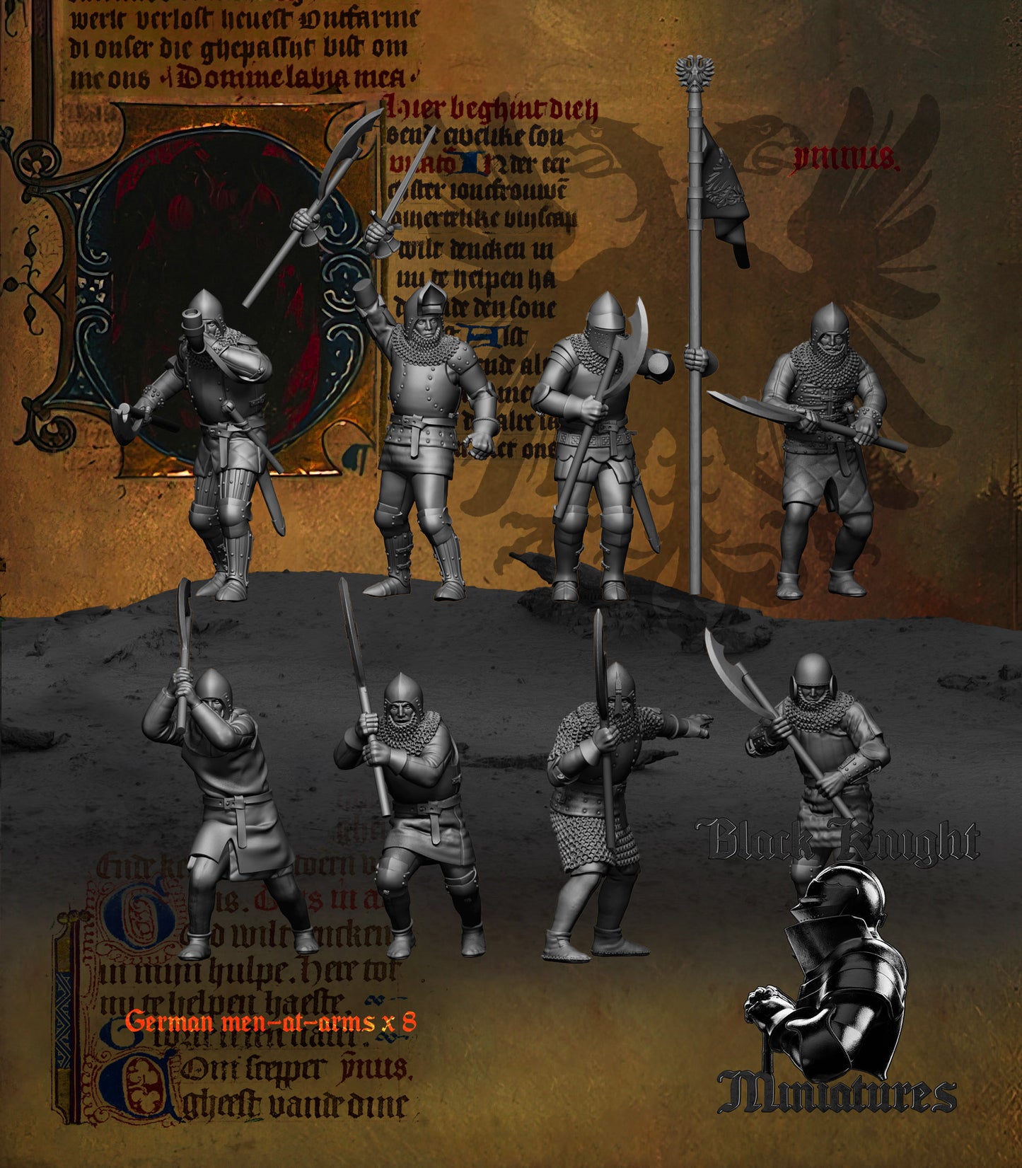 15th Century German Men at Arms | 28mm Scale | Black Knight Miniatures