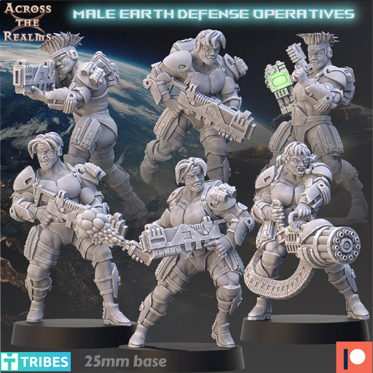 Male Earth Defense Operatives  | 32mm Scale | Across the Realms
