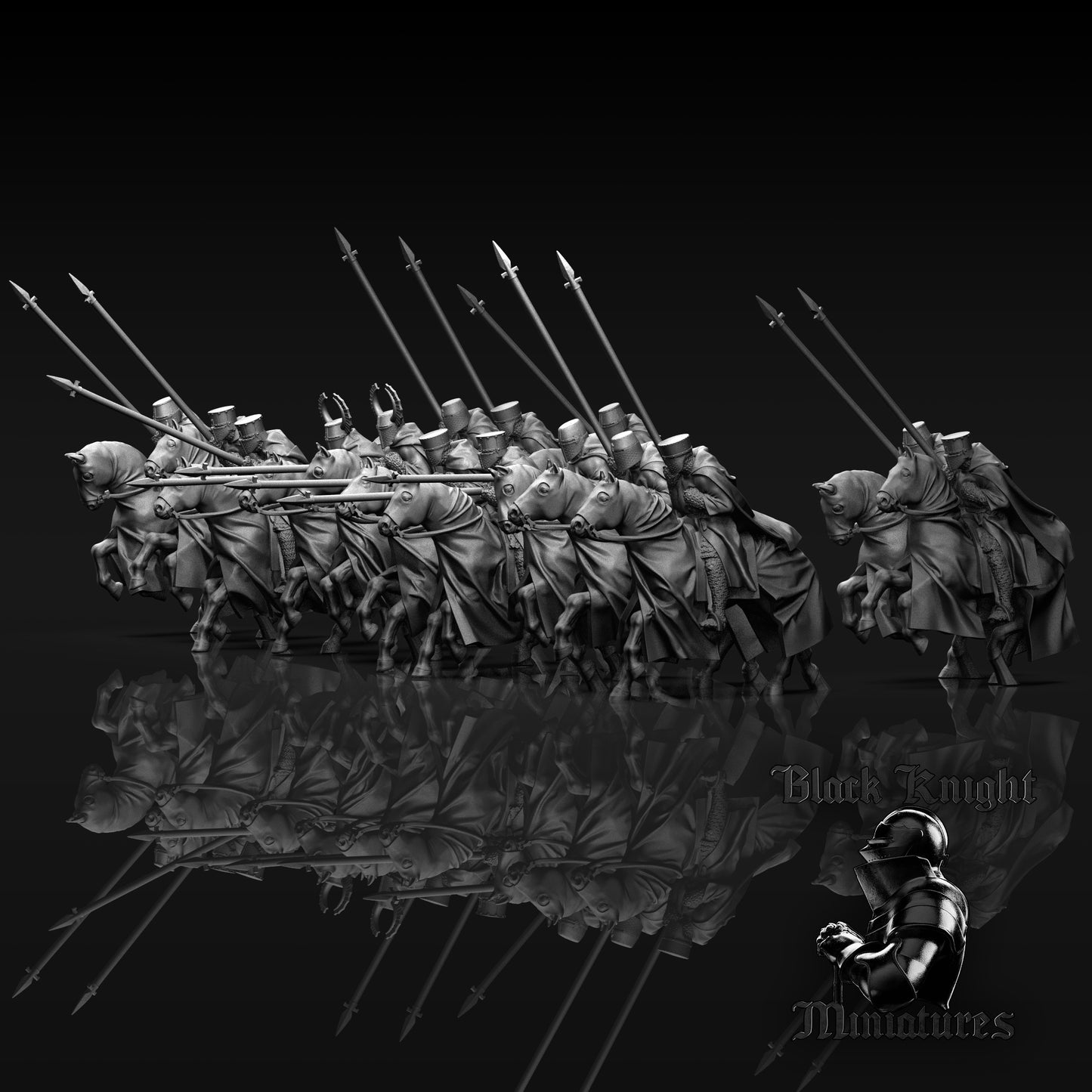 13th Century Mounted Teutonic Knights | 28mm Scale | Black Knight Miniatures