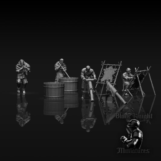 13th Century Baltic Leather Tanners | 28mm Scale | Black Knight Miniatures