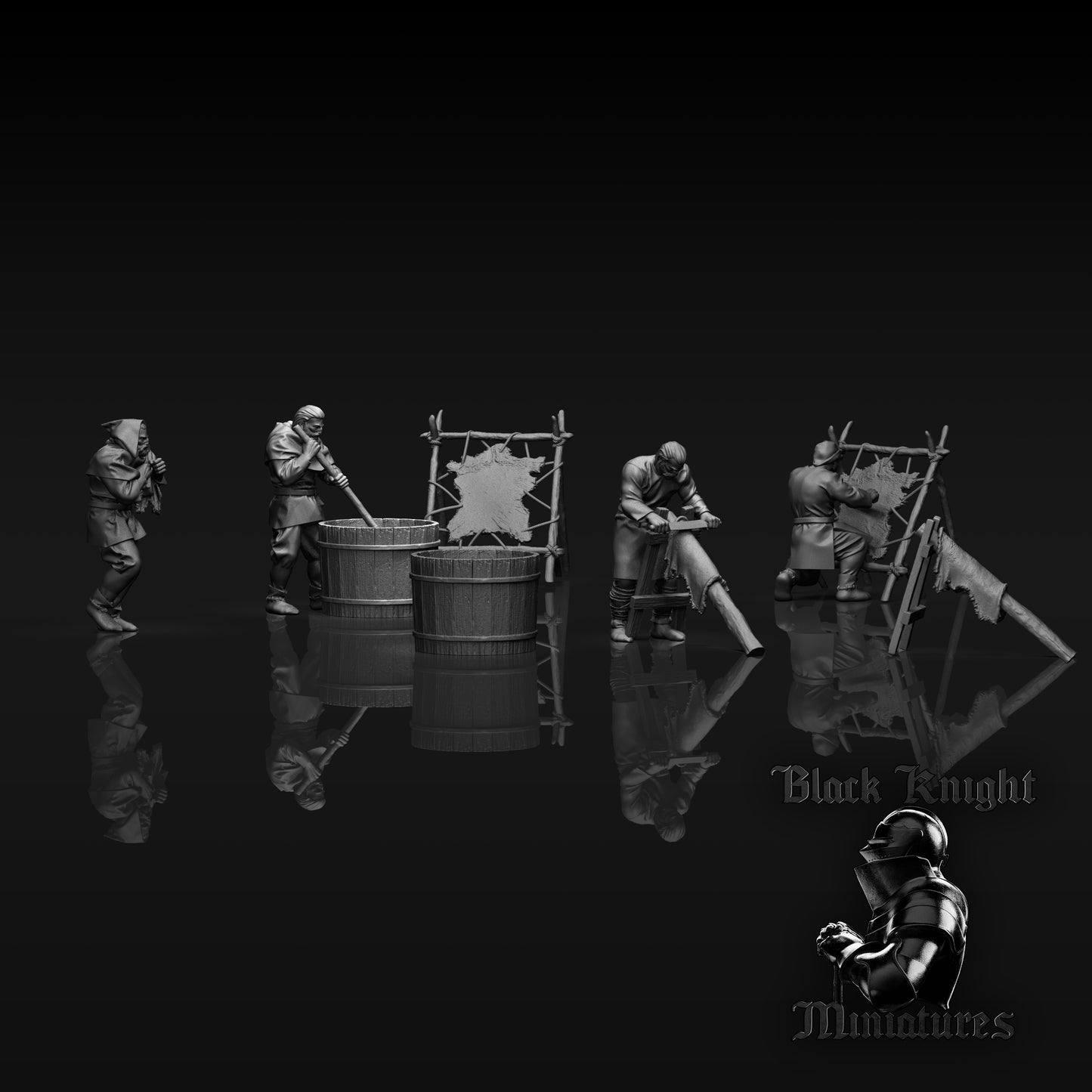 13th Century Baltic Leather Tanners | 28mm Scale | Black Knight Miniatures