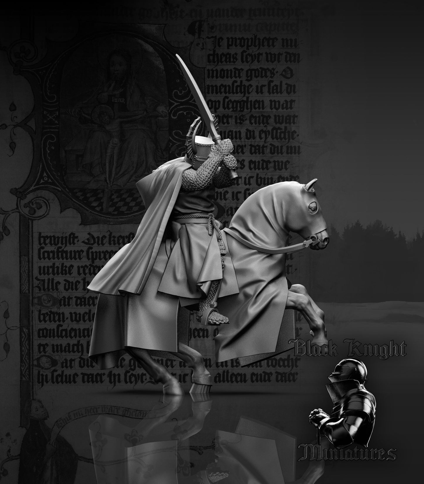 13th Century Mounted Teutonic Marshall | 28mm Scale | Black Knight Miniatures