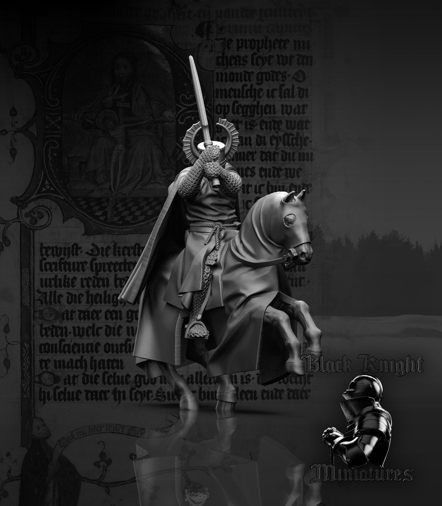 13th Century Mounted Teutonic Marshall | 28mm Scale | Black Knight Miniatures