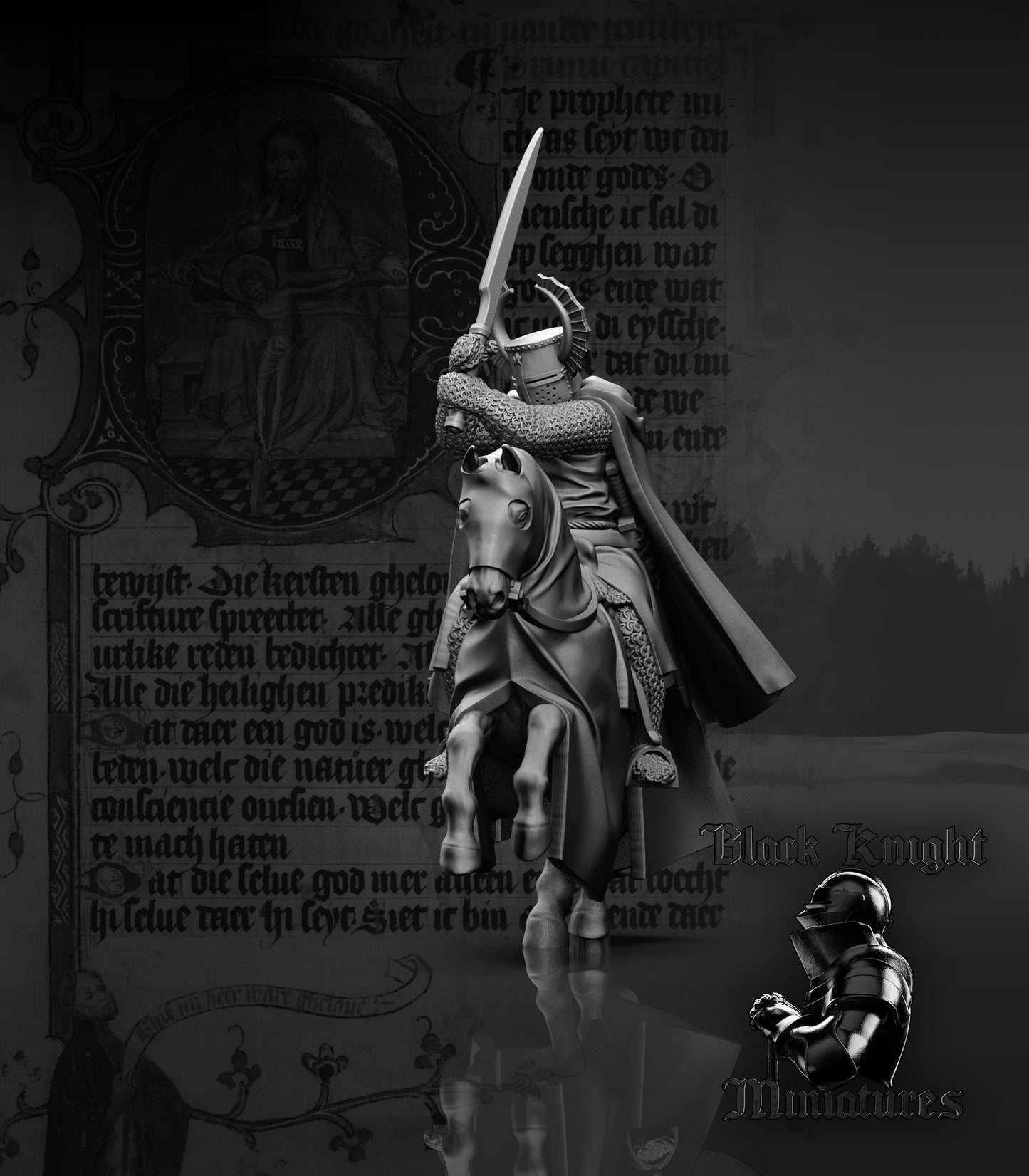 13th Century Mounted Teutonic Marshall | 28mm Scale | Black Knight Miniatures