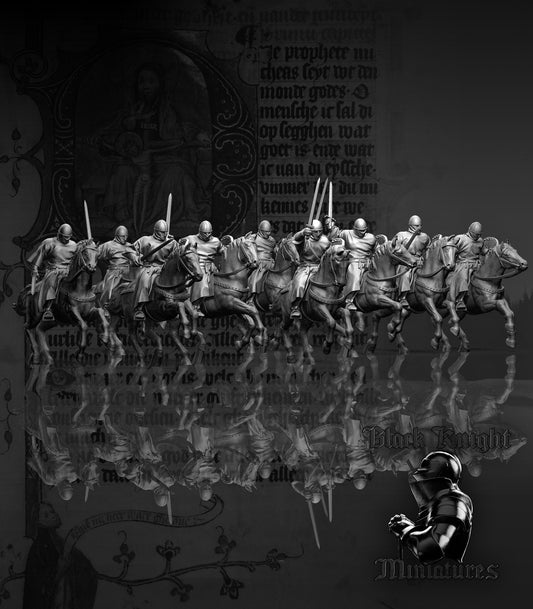 13th Century Mounted Teutonic Sergeants | 28mm Scale | Black Knight Miniatures