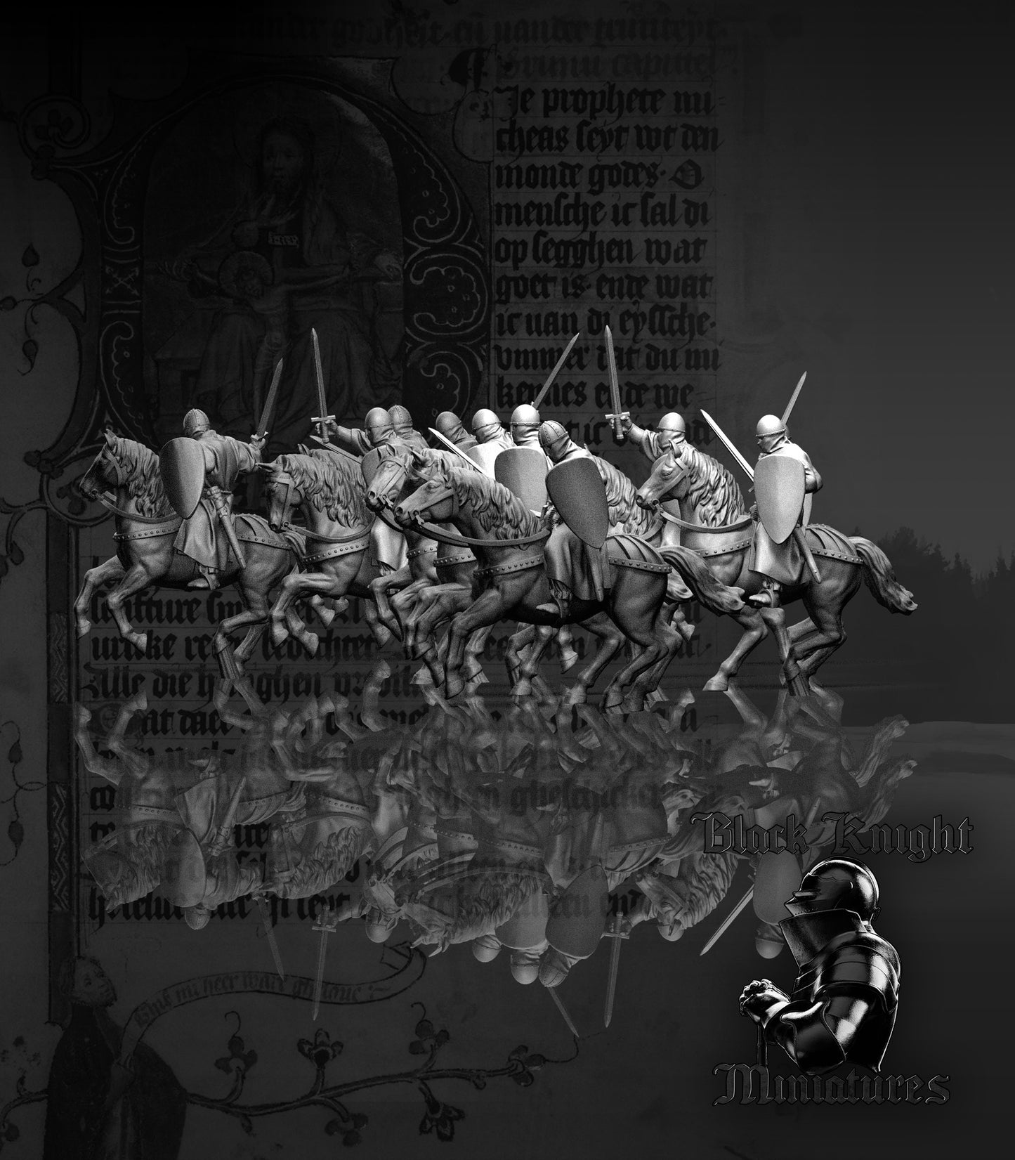 13th Century Mounted Teutonic Sergeants | 28mm Scale | Black Knight Miniatures