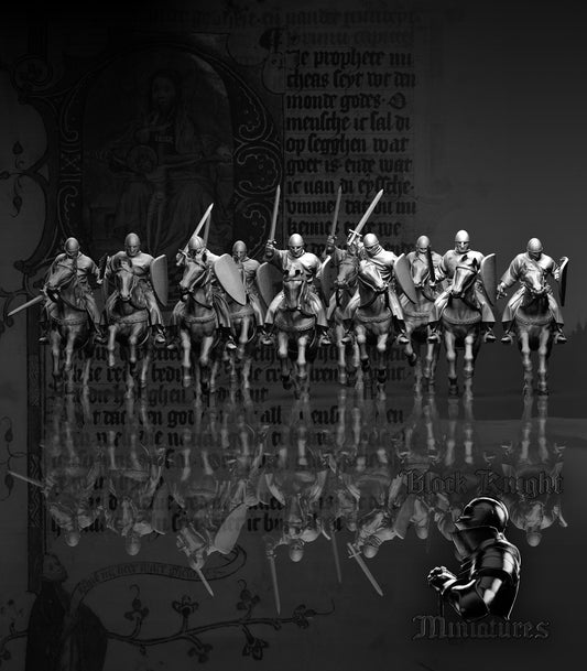 13th Century Mounted Teutonic Sergeants | 28mm Scale | Black Knight Miniatures