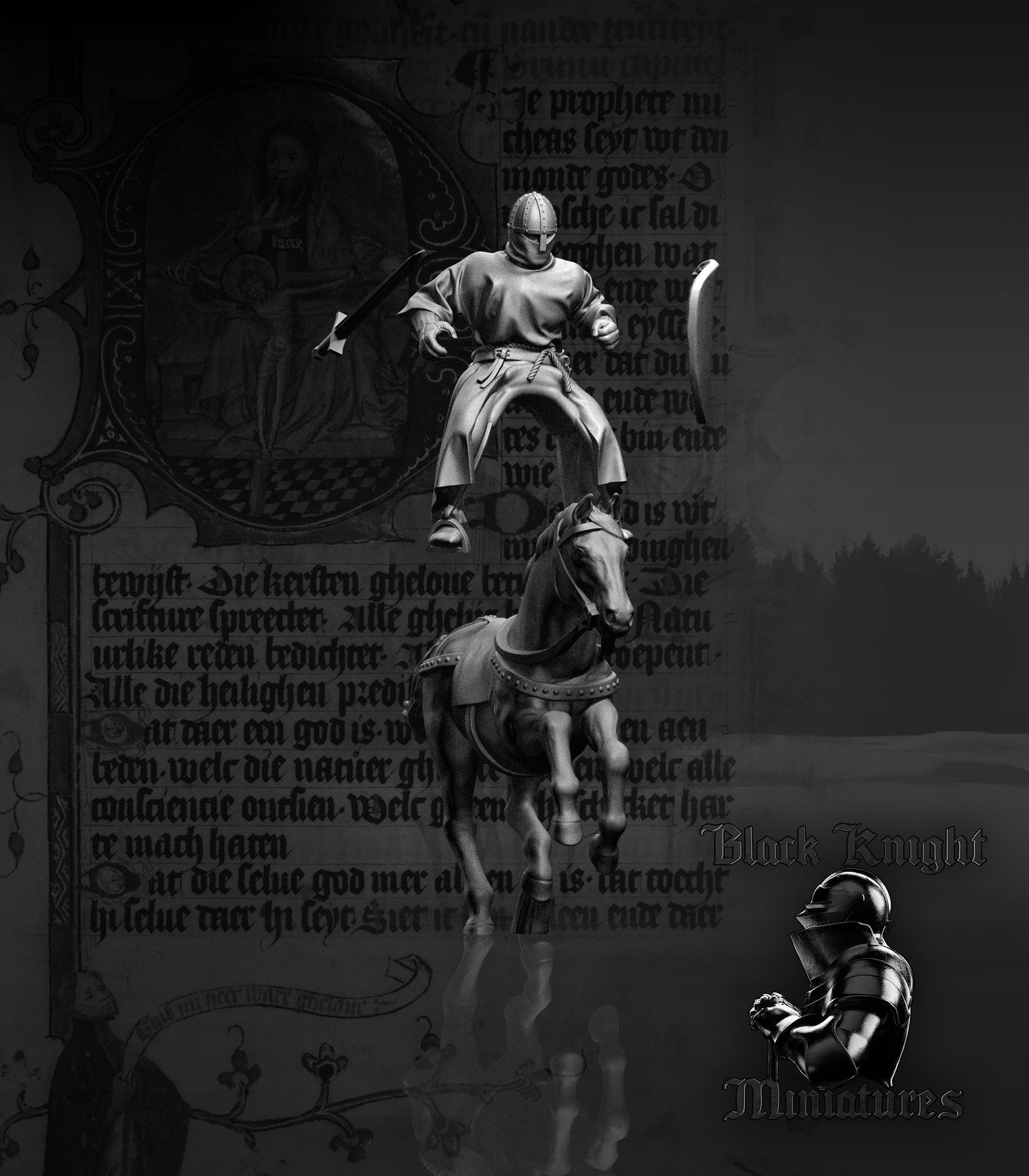 13th Century Mounted Teutonic Sergeants | 28mm Scale | Black Knight Miniatures