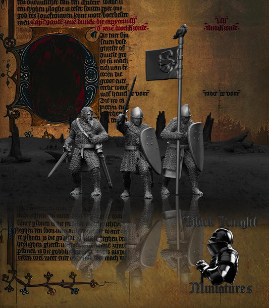 13th Century Polish Infantry Command Group | 28mm Scale | Black Knight Miniatures