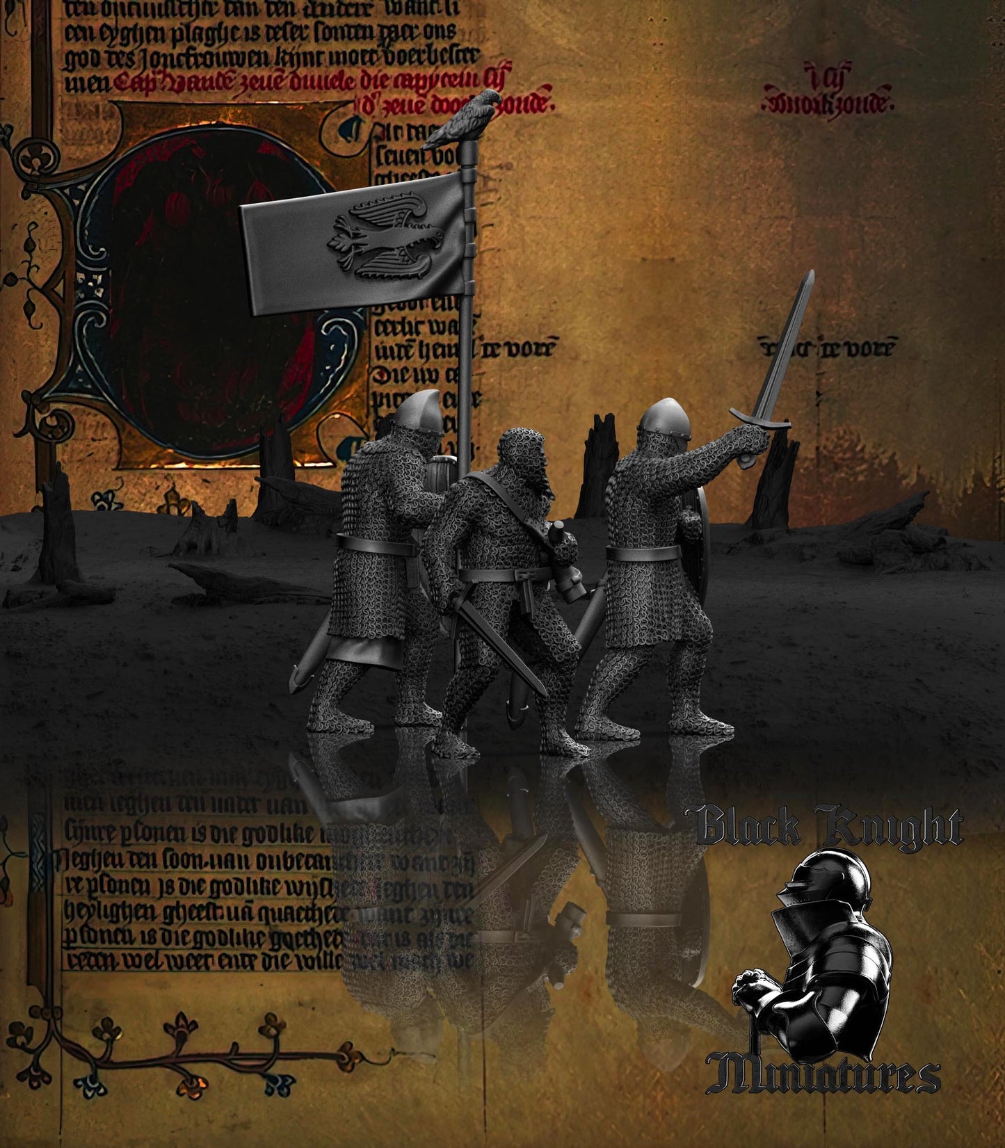 13th Century Polish Infantry Command Group | 28mm Scale | Black Knight Miniatures