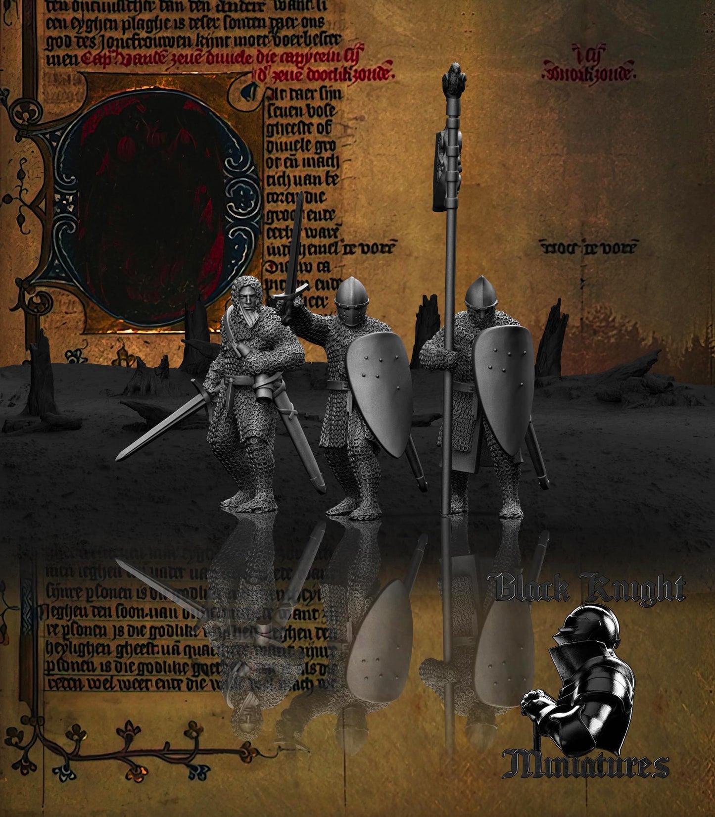 13th Century Polish Infantry Command Group | 28mm Scale | Black Knight Miniatures