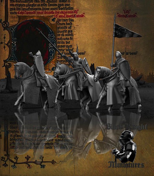 13th Century Polish Knights Command Group | 28mm Scale | Black Knight Miniatures