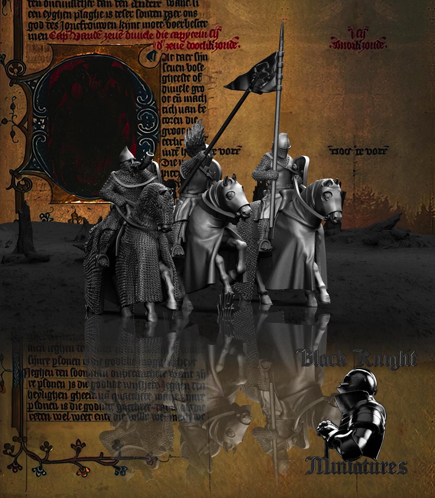 13th Century Polish Knights Command Group | 28mm Scale | Black Knight Miniatures