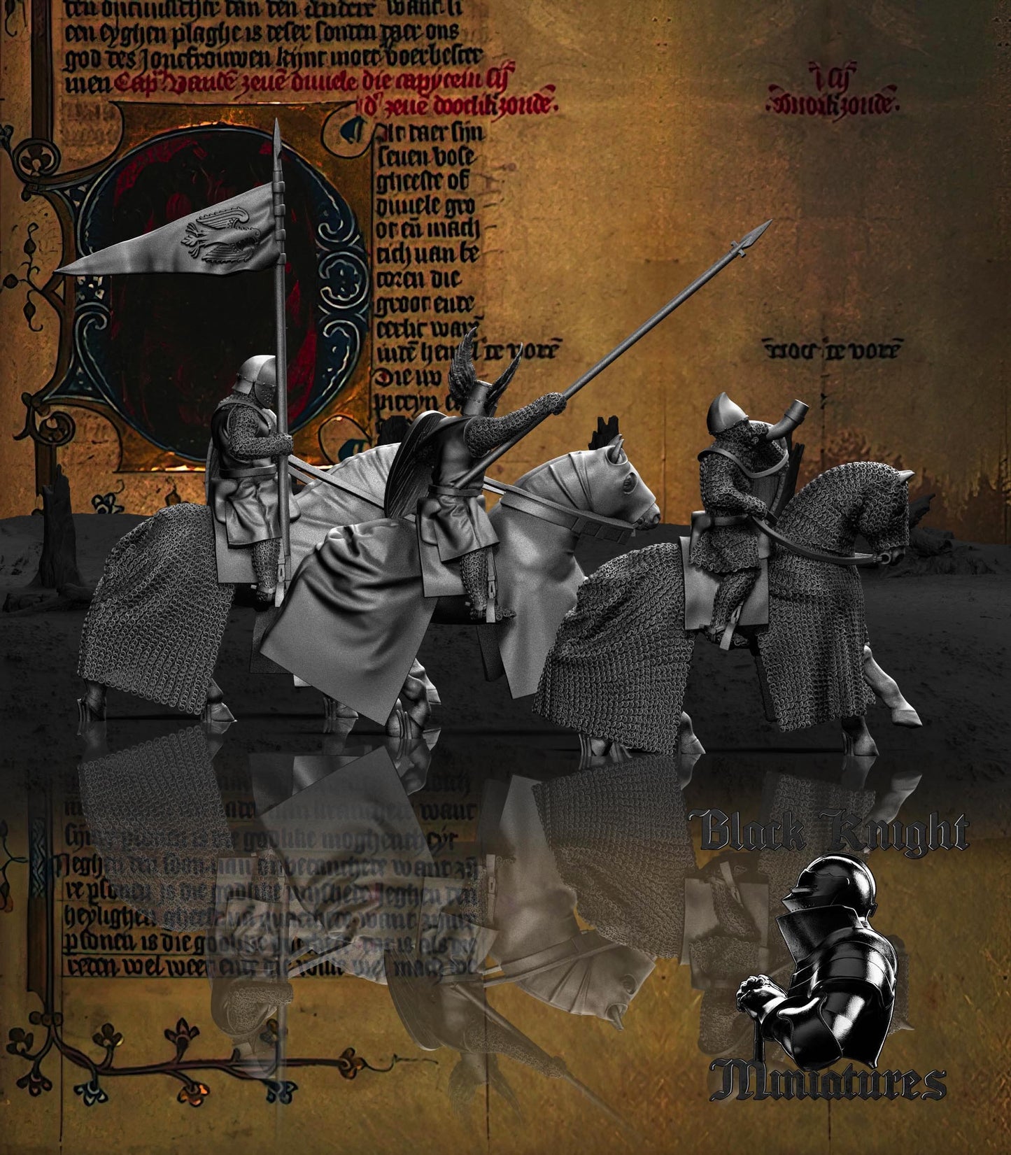13th Century Polish Knights Command Group | 28mm Scale | Black Knight Miniatures