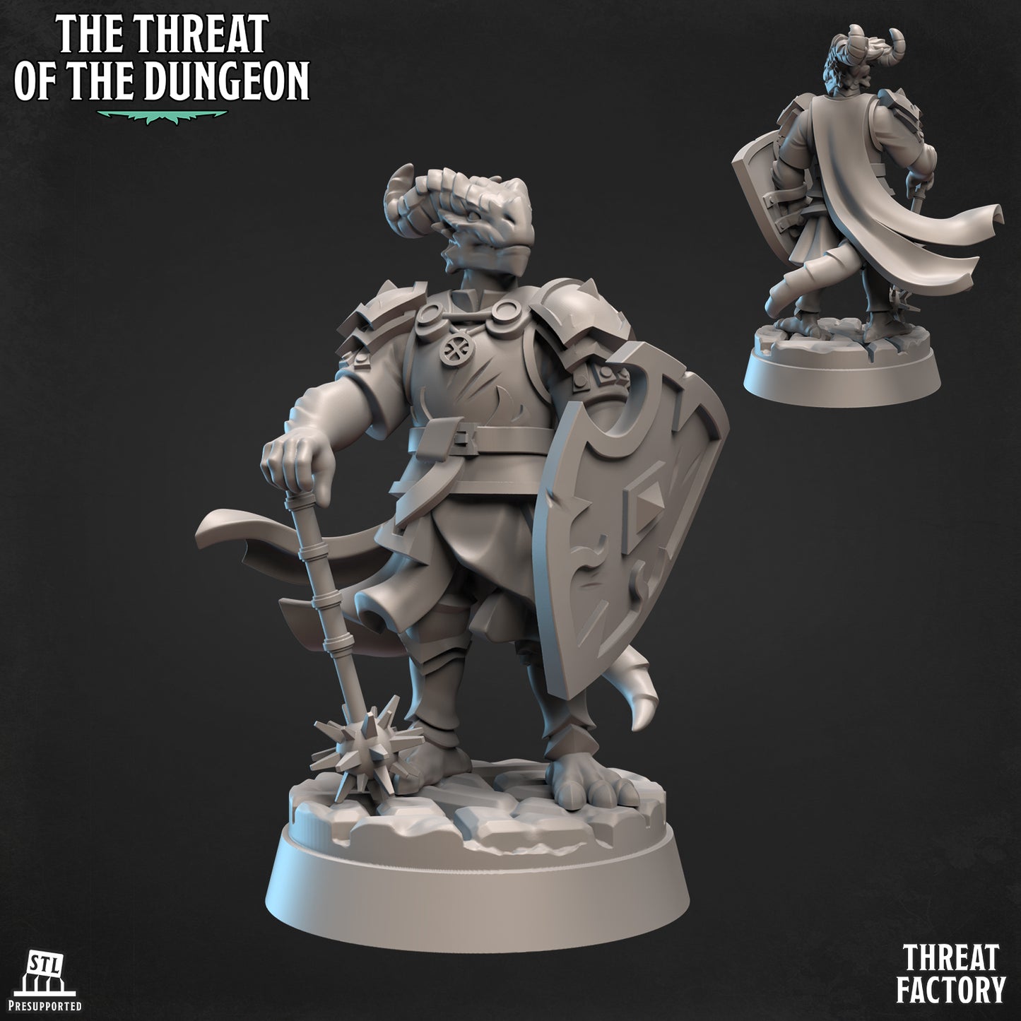 Dragonborn Paladin | The Threat of the Dungeon | 28mm Scale | Threat Factory
