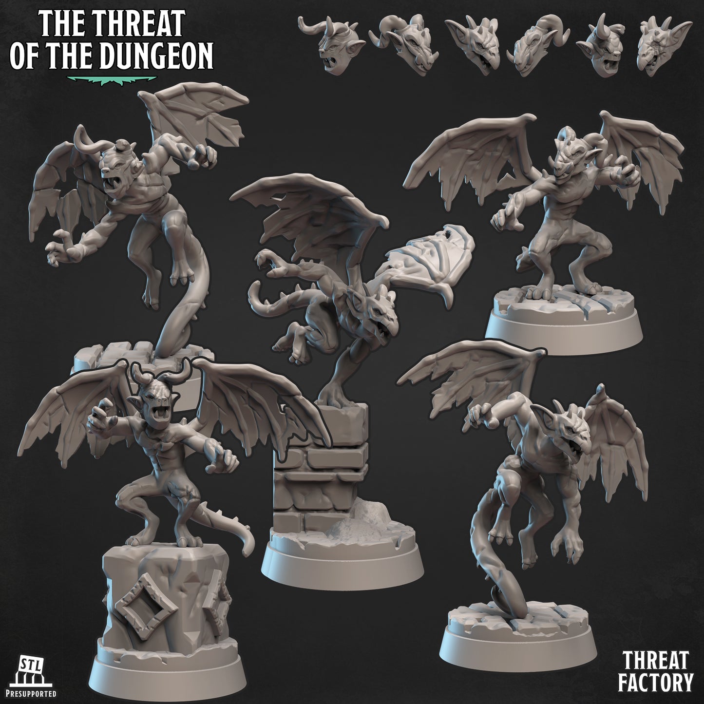 Animated Gargoyles | The Threat of the Dungeon | 28mm Scale | Threat Factory