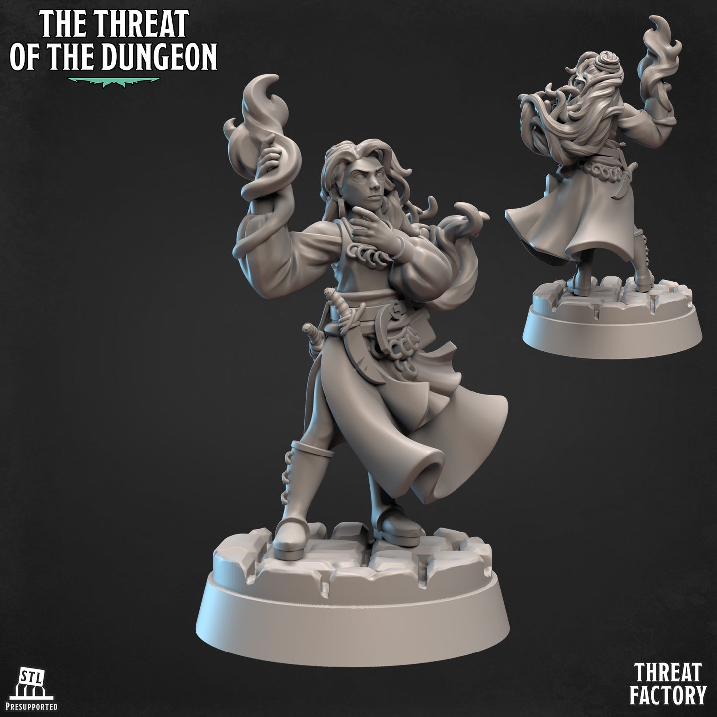 Human Sorcerer | The Threat of the Dungeon | 28mm Scale | Threat Factory