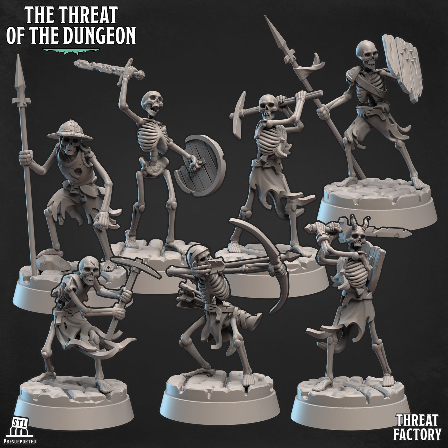 Skeletons | The Threat of the Dungeon | 28mm Scale | Threat Factory
