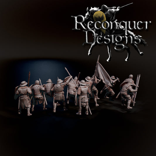 14th Century Sergeants with Spears | 28mm Scale | Reconquer Designs