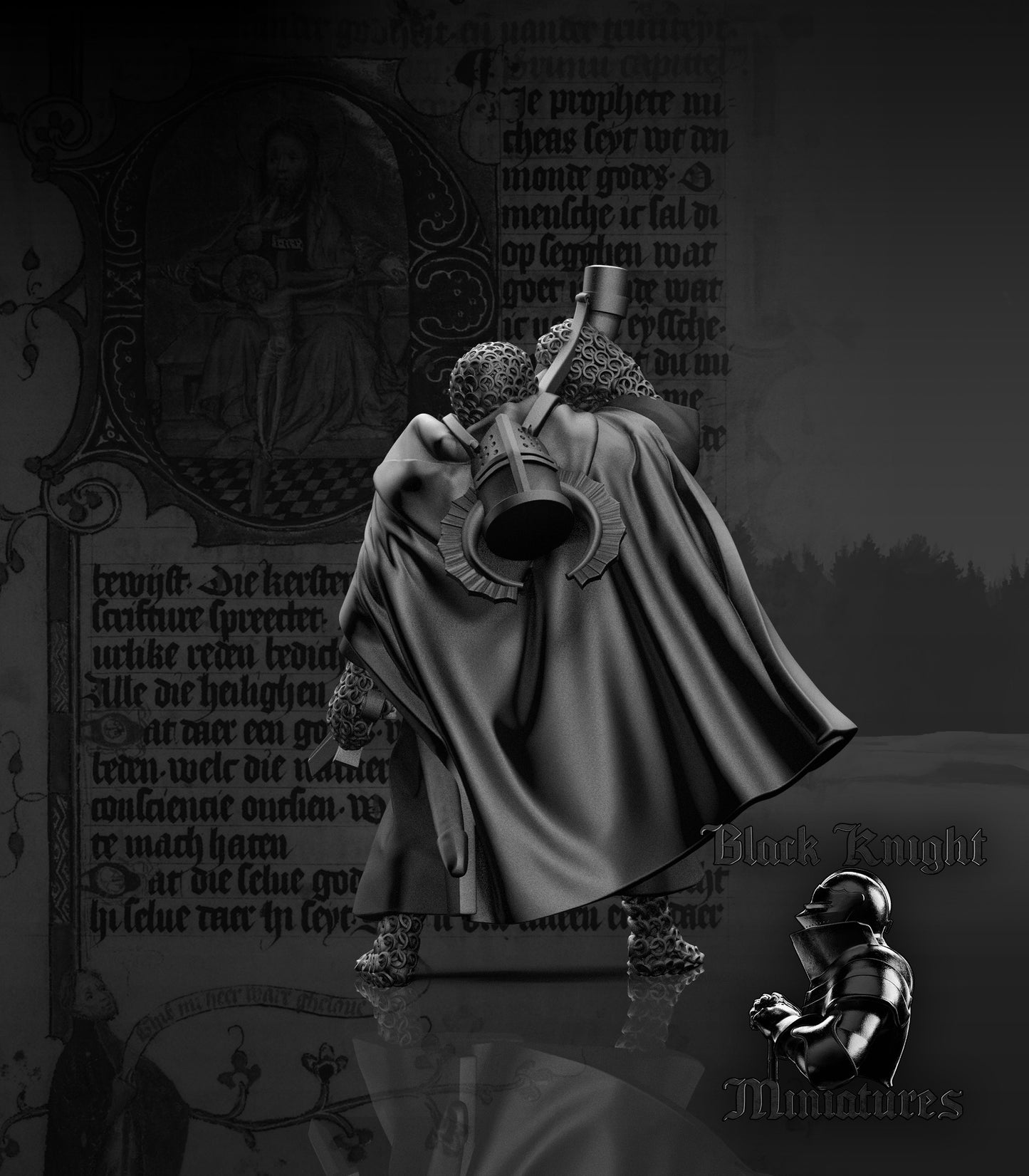 13th Century Teutonic Knights on Foot Command Group | 28mm Scale | Black Knight Miniatures