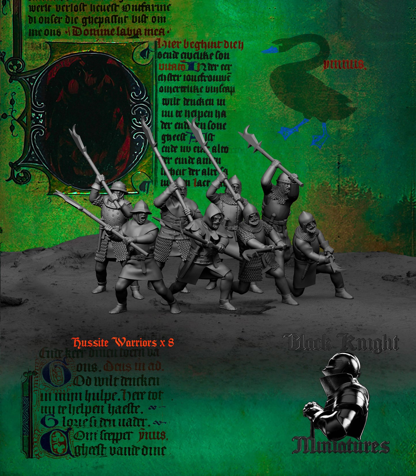 15th Century Hussite Warriors with Polearms | 28mm Scale | Black Knight Miniatures