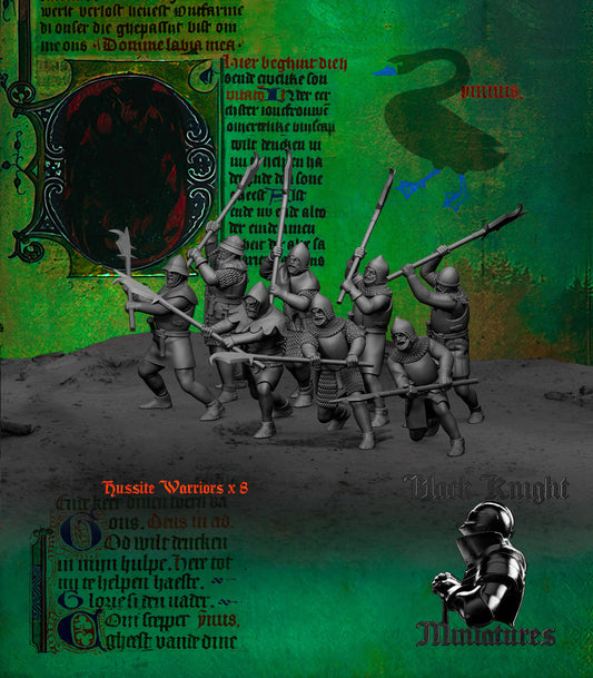 15th Century Hussite Warriors with Polearms | 28mm Scale | Black Knight Miniatures