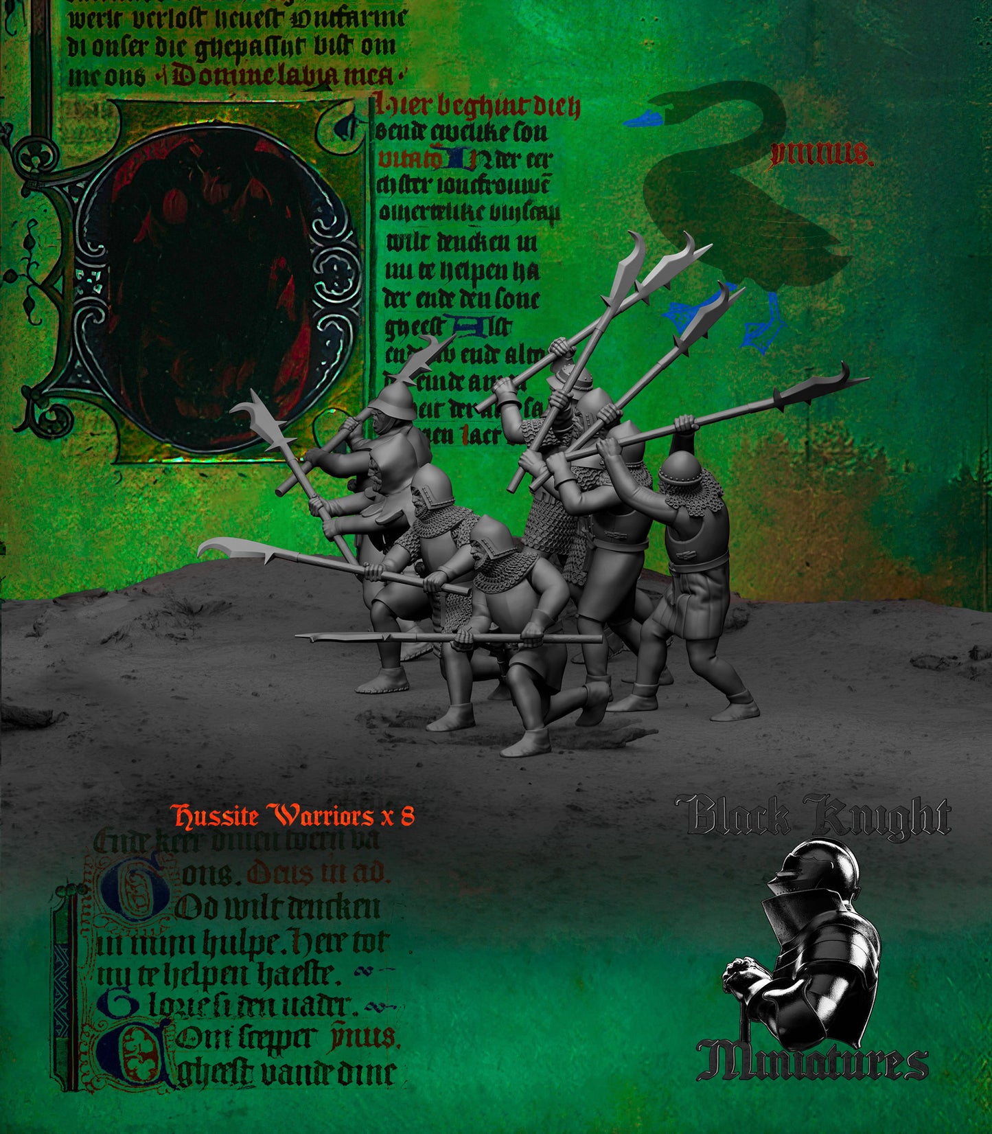 15th Century Hussite Warriors with Polearms | 28mm Scale | Black Knight Miniatures