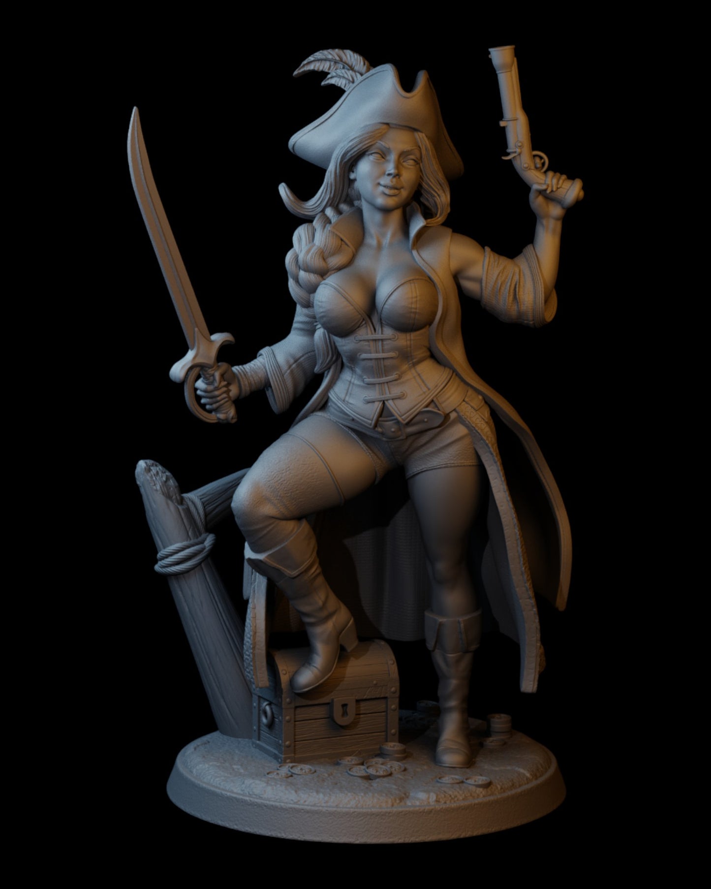 Pirate Captain Aria | 35mm / 75mm | Hold My Miniatures