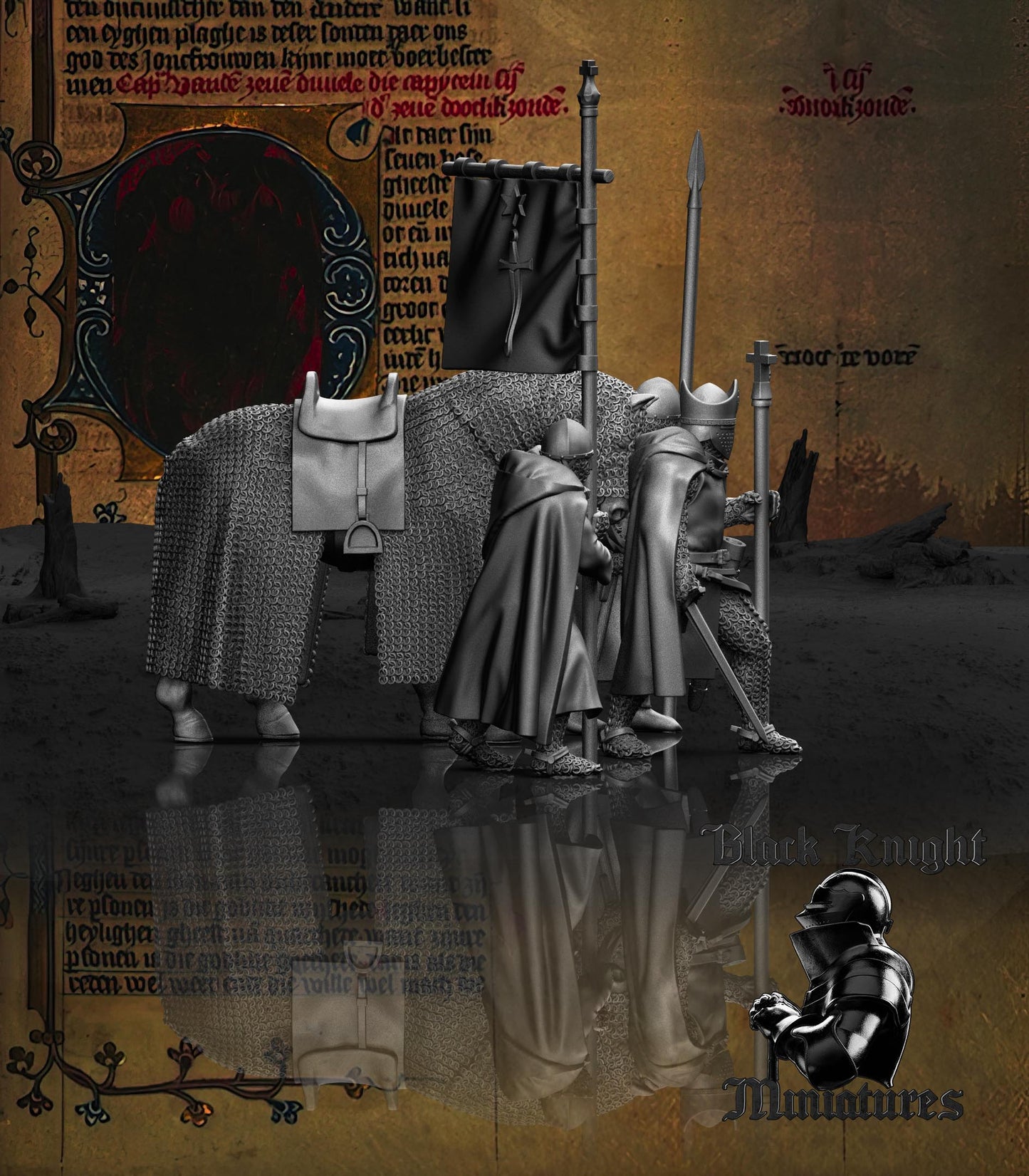 13th Century Warrior Bishop with Retinue - Order of Dobrzyn | 28mm Scale | Black Knight Miniatures