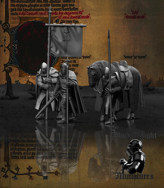 13th Century Warrior Bishop with Retinue - Order of Dobrzyn | 28mm Scale | Black Knight Miniatures