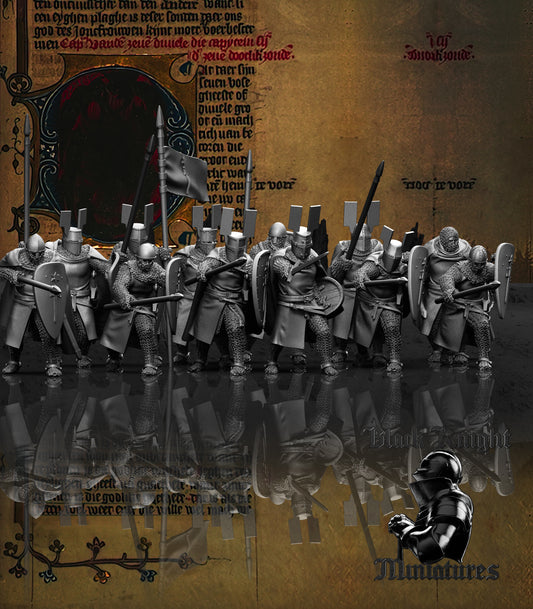 13th Century Order of Dobrzyn Knights | 28mm Scale | Black Knight Miniatures