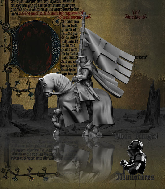 13th Century Teutonic Knights Mounted Command Group | 28mm Scale | Black Knight Miniatures