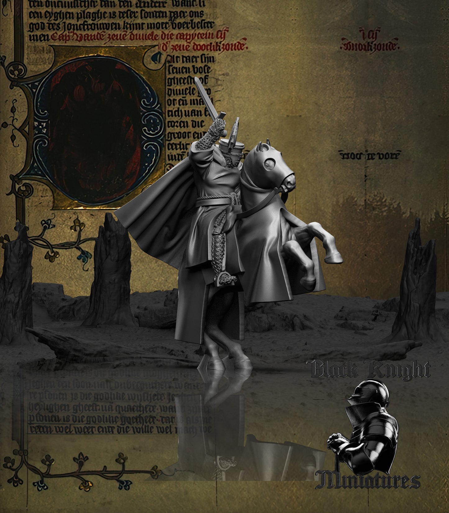 13th Century Teutonic Knights Mounted Command Group | 28mm Scale | Black Knight Miniatures