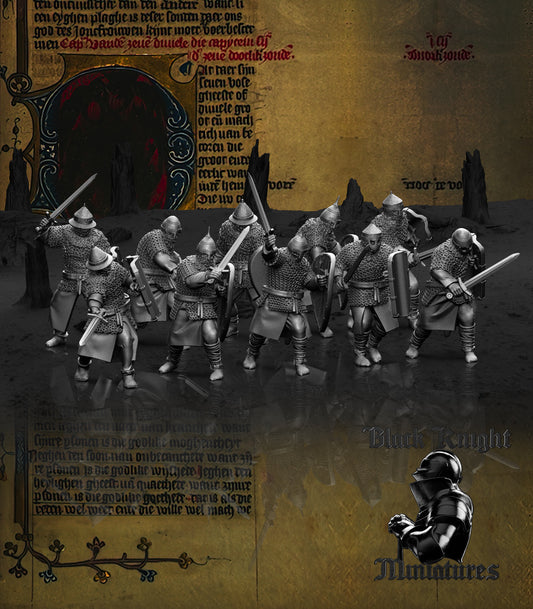 13th Century Lithuanian Warriors x10 | 28mm Scale | Black Knight Miniatures