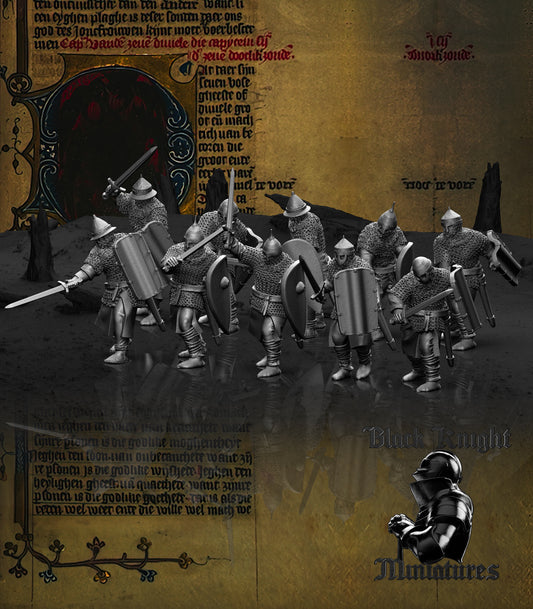 13th Century Lithuanian Warriors x10 | 28mm Scale | Black Knight Miniatures