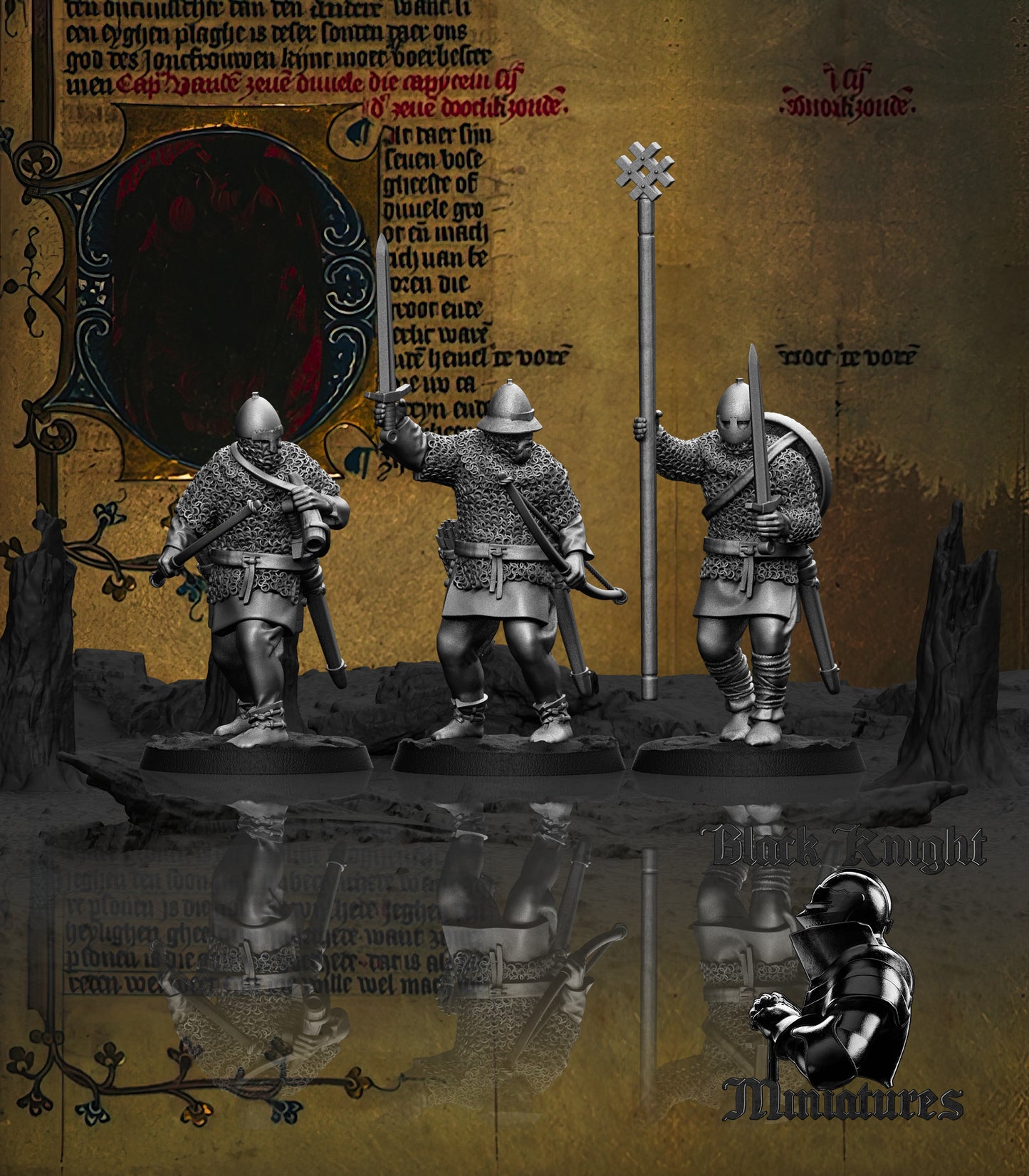 13th Century Prussian Archers Command Group | 28mm Scale | Black Knight Miniatures