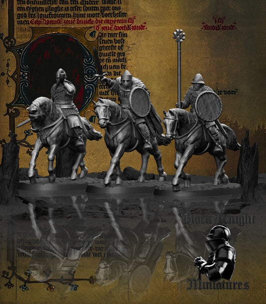 13th Century Prussian Cavalry Command Group | 28mm Scale | Black Knight Miniatures