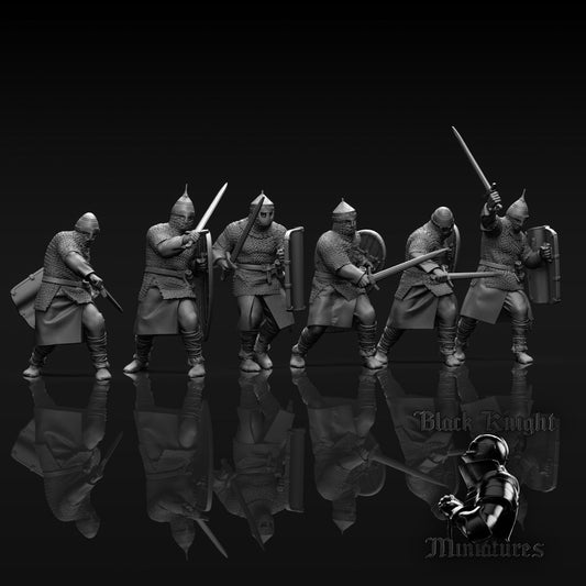 13th Century Lithuanian Warriors x6 | 28mm Scale | Black Knight Miniatures