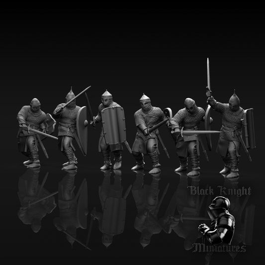 13th Century Lithuanian Warriors x6 | 28mm Scale | Black Knight Miniatures