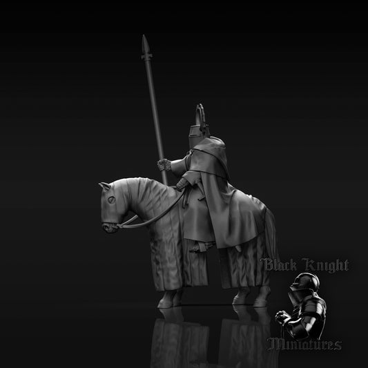 13th Century Mounted Teutonic Commander | 28mm Scale | Black Knight Miniatures
