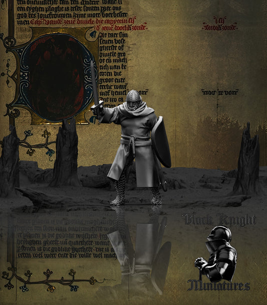 13th Century Teutonic Sergeants on Foot Command Group | 28mm Scale | Black Knight Miniatures