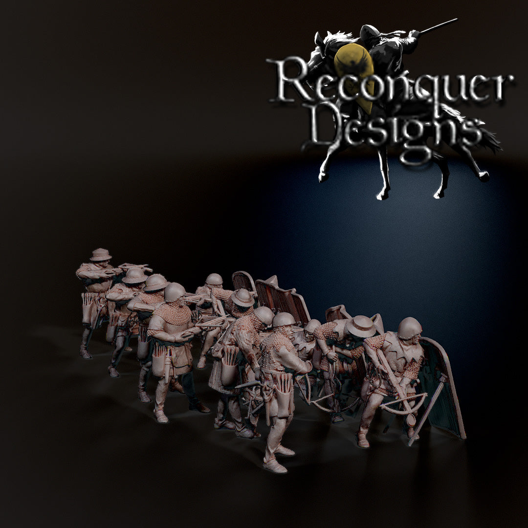 14th - 15th Century Heavy Crossbowmen | 28mm Scale | Reconquer Designs