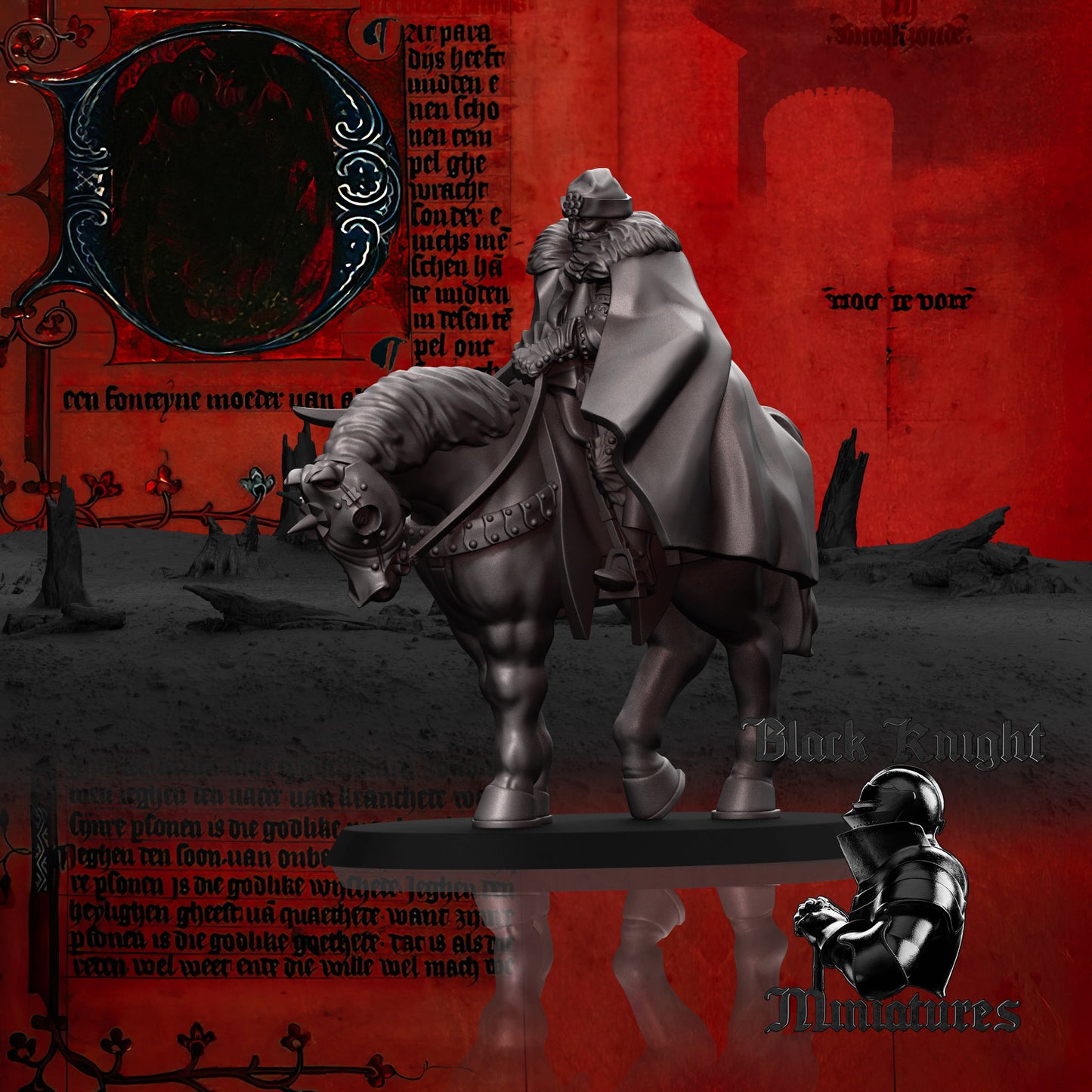 15th Century Mounted Vlad Tepes (Vlad the Impaler) | 28mm Scale | Black Knight Miniatures