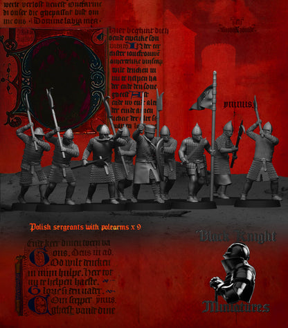 13th Century Polish Sergeants with Polearms | 28mm Scale | Black Knight Miniatures