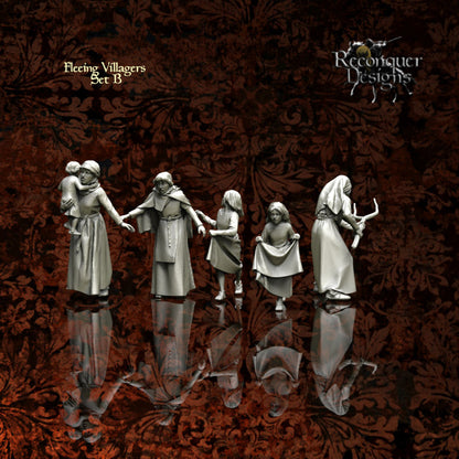 Fleeing Villagers Set "B" | 28mm Scale | Reconquer Designs