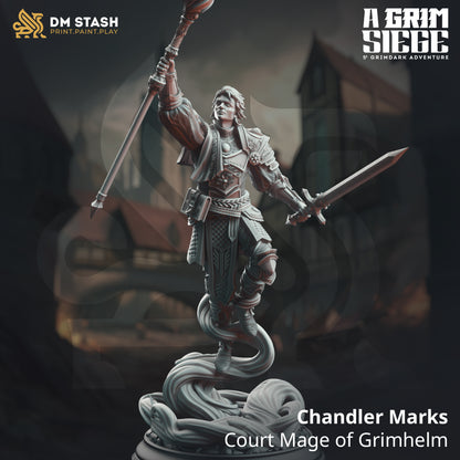 Chandler Marks - Court Mage of Grimhelm | 32mm / 75mm Scale