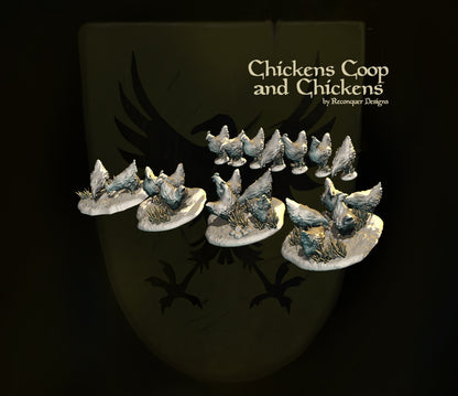 Chickens & Chicken Coop | 28mm Scale | Reconquer Designs