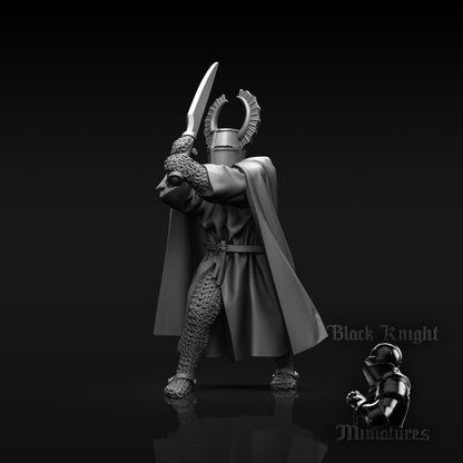 13th Century Teutonic Knights with Winged Great Helms and Faussarts  | 28mm Scale | Black Knight Miniatures